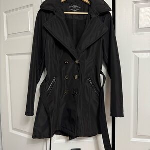 Sebby Black Double-Breasted Trench Coat